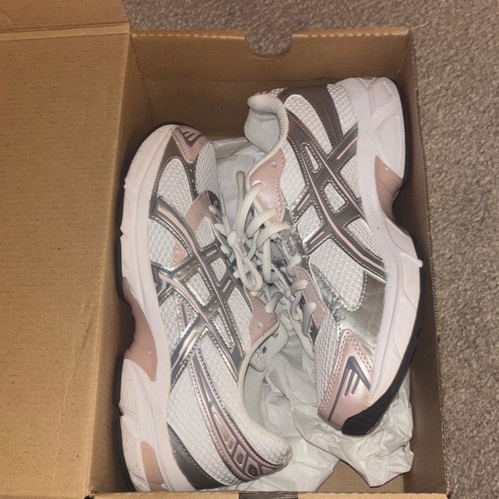 ASICS White and Metallic Sneakers